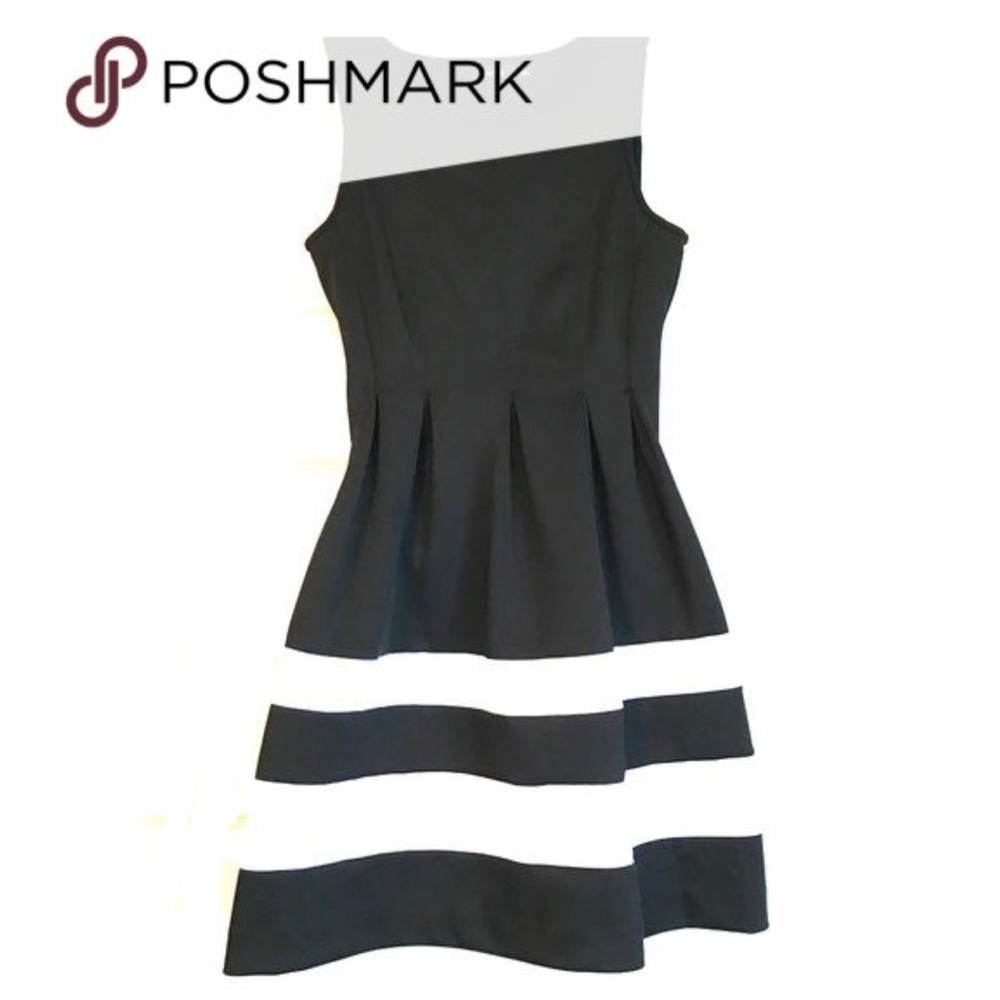 Black and White above the knee dress with pockets